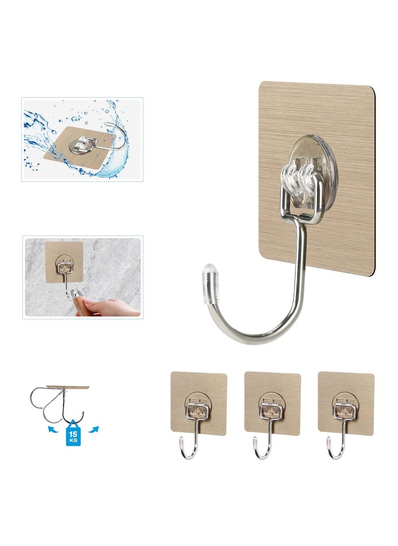 MeSwan MeSwan Adhesive Hooks Kitchen Wall Hooks Heavy Duty 132lbMax Nail Free Sticky Hangers with Stainless Hooks Reusable Utility Towel Bath Ceiling Hooks Big Hook 10 Pcs  - Image 2