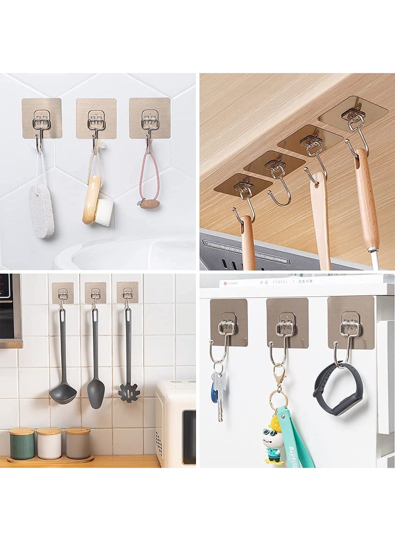 MeSwan MeSwan Adhesive Hooks Kitchen Wall Hooks Heavy Duty 132lbMax Nail Free Sticky Hangers with Stainless Hooks Reusable Utility Towel Bath Ceiling Hooks Big Hook 10 Pcs  - Image 3