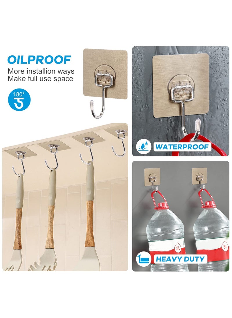 MeSwan MeSwan Adhesive Hooks Kitchen Wall Hooks Heavy Duty 132lbMax Nail Free Sticky Hangers with Stainless Hooks Reusable Utility Towel Bath Ceiling Hooks Big Hook 10 Pcs  - Image 5