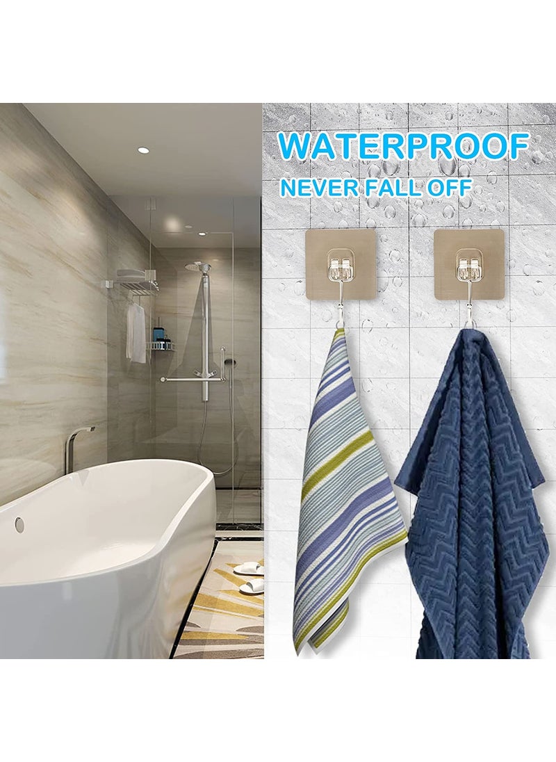 MeSwan MeSwan Adhesive Hooks Kitchen Wall Hooks Heavy Duty 132lbMax Nail Free Sticky Hangers with Stainless Hooks Reusable Utility Towel Bath Ceiling Hooks Big Hook 10 Pcs  - Image 4
