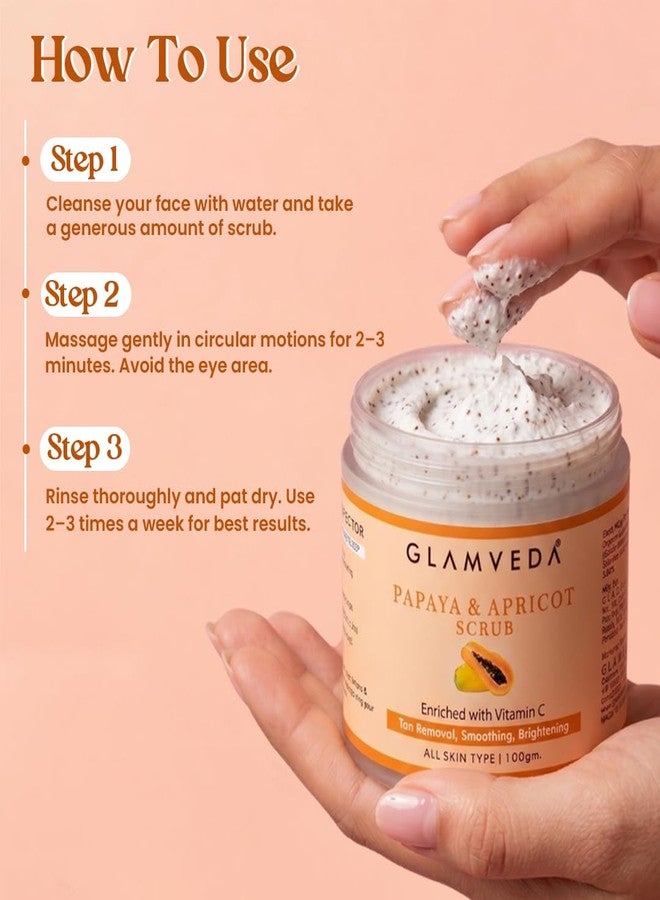 Glamveda Papaya De Pigmentation Face Scrub with Apricot | Cream-Based Exfoliating Scrub for Smooth & Refreshed Skin | 100g - Image 5