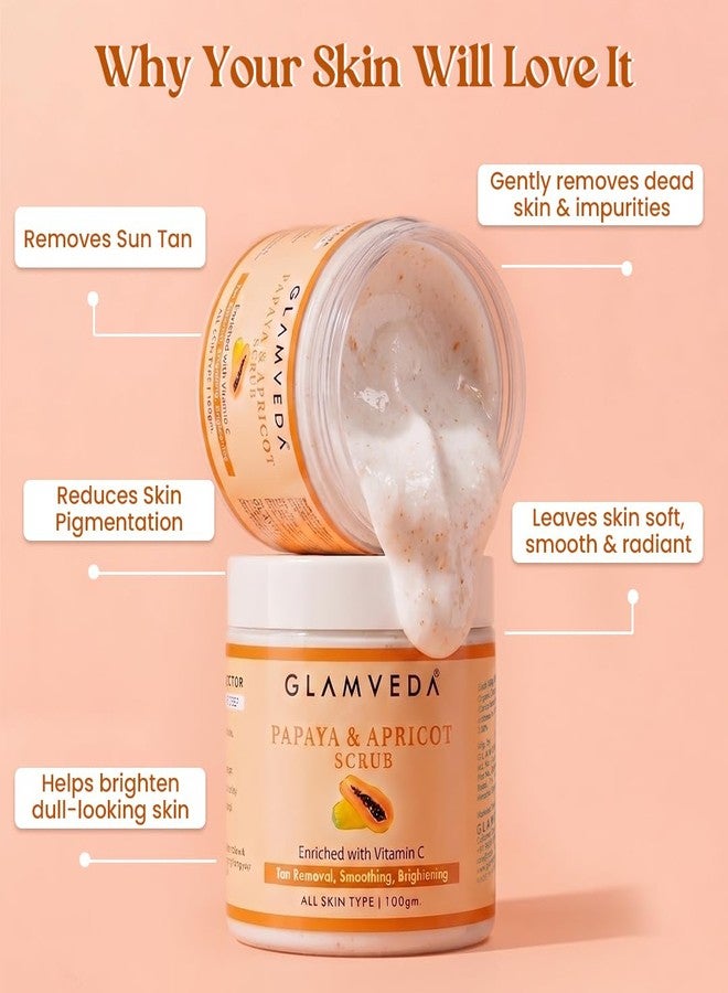 Glamveda Papaya De Pigmentation Face Scrub with Apricot | Cream-Based Exfoliating Scrub for Smooth & Refreshed Skin | 100g - Image 4