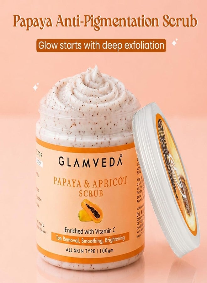 Glamveda Papaya De Pigmentation Face Scrub with Apricot | Cream-Based Exfoliating Scrub for Smooth & Refreshed Skin | 100g - Image 2