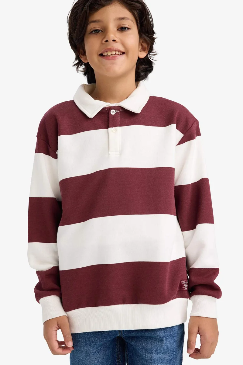 DeFacto Regular Fit Polo Collar Sweatshirt