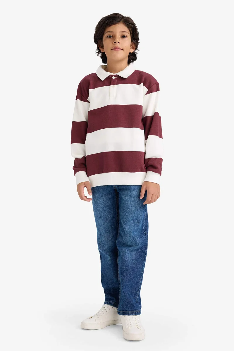 DeFacto Regular Fit Polo Collar Sweatshirt