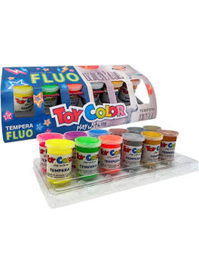 Toy Color Gouache Color Set, 6 Dark Colors + 6 Light Colors + Brush 652 Multicolour 