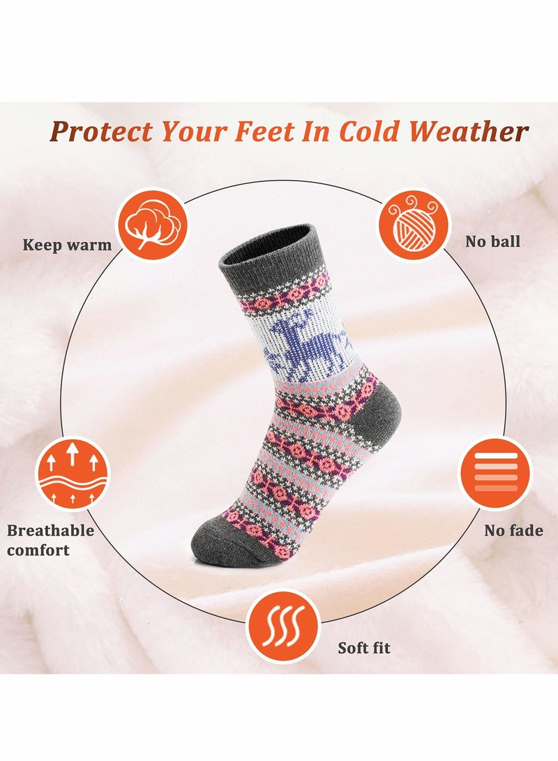 KASTWAVE Wool Socks for Women, Vintage Winter Warm Wool Socks for Women, Soft Cozy Socks, Thick Knit Boots Socks for Women / Men (5 Pairs) - Image 4