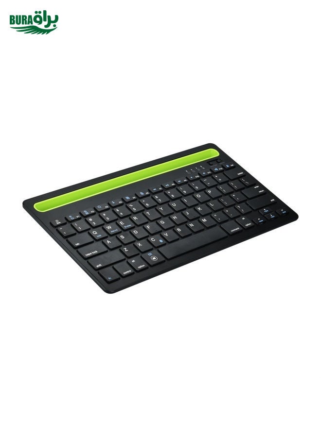 BURAQ B908 Ultra-slim 78 Keys Bluetooth Wireless Keyboard with Concave Mobile Phone Holder (Black)  - Image 3