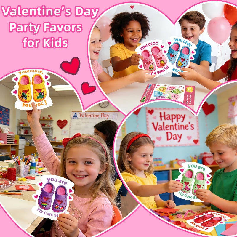 JX Valentine Cards for Kids Classroom, 48 Valentines Cards with 96 Shoes Charms,Kids Valentine Gifts for Boys Girls Toddler Classroom Exchange - Image 4