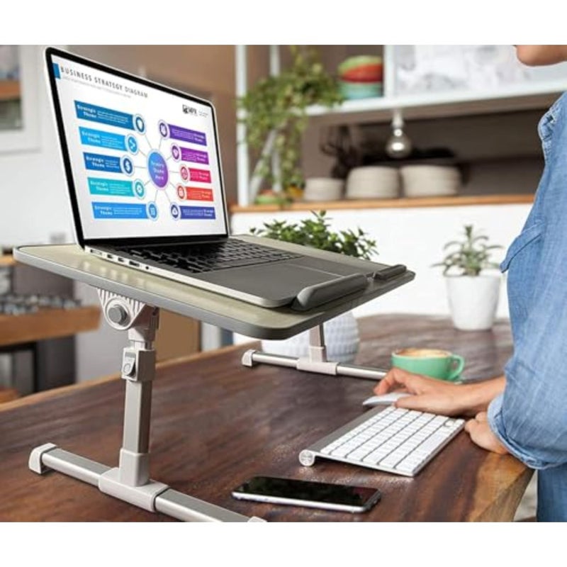 Laptop Desk for Bed, Adjustable Laptop Bed Tray Table, Portable Lap Desks with USB Cooling Fan and Foldable Legs, Computer Tray Laptop Stand for Sofa Couch Floor Wood, Large - Image 2