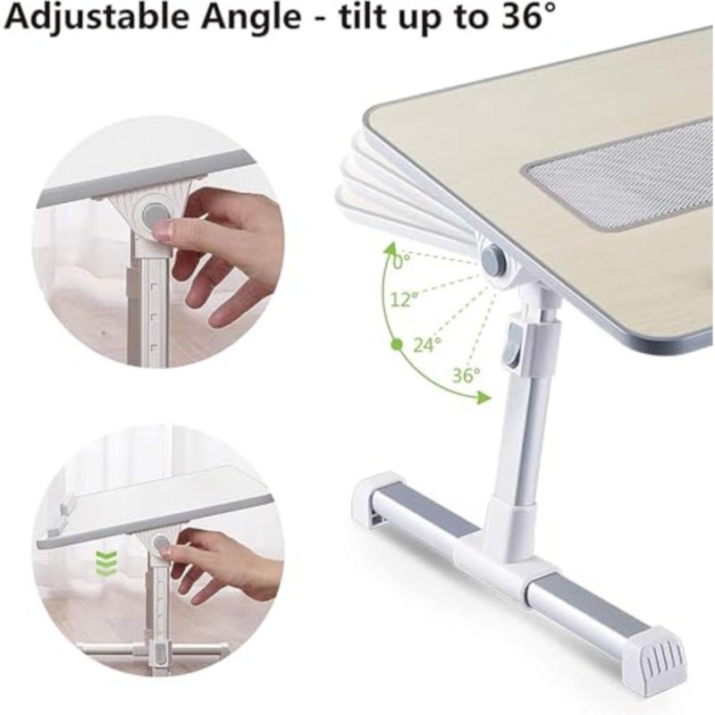Laptop Desk for Bed, Adjustable Laptop Bed Tray Table, Portable Lap Desks with USB Cooling Fan and Foldable Legs, Computer Tray Laptop Stand for Sofa Couch Floor Wood, Large - Image 5