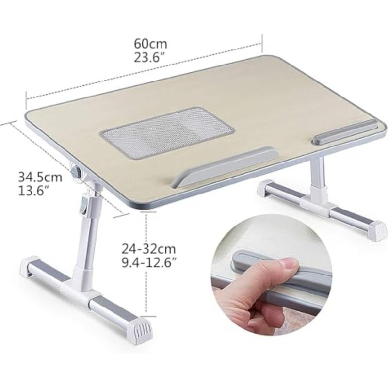 Laptop Desk for Bed, Adjustable Laptop Bed Tray Table, Portable Lap Desks with USB Cooling Fan and Foldable Legs, Computer Tray Laptop Stand for Sofa Couch Floor Wood, Large - Image 3