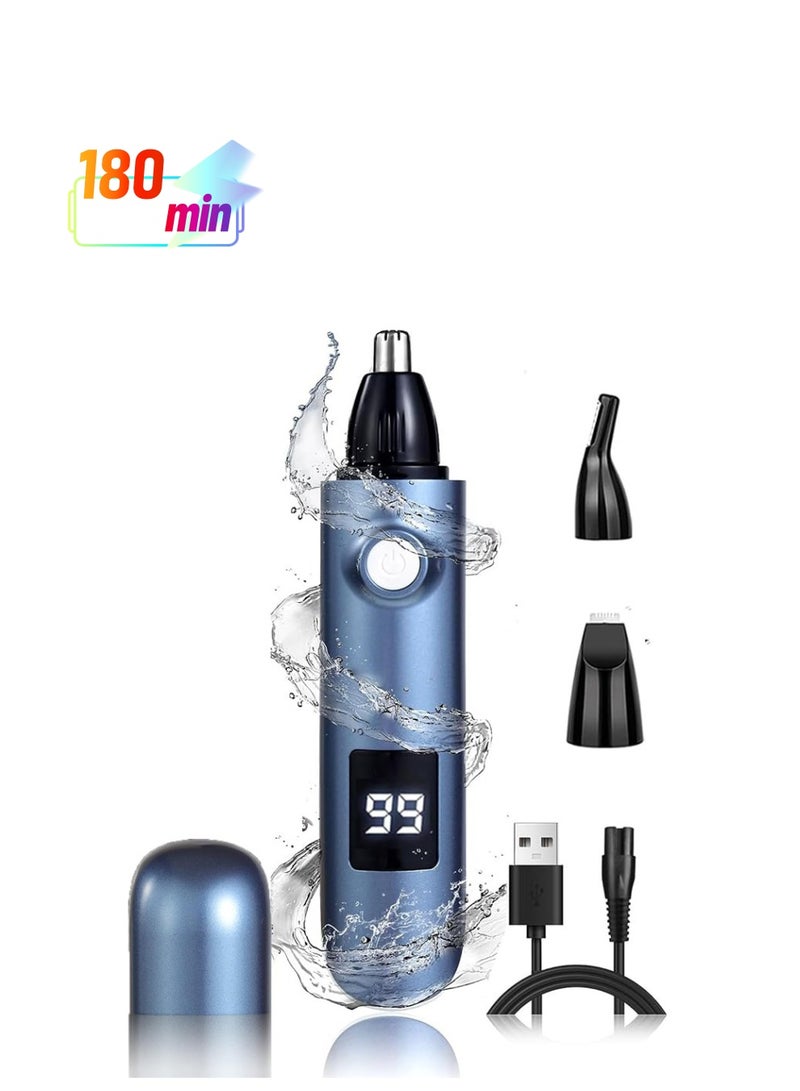 SYOSI Ear and Nose Hair Trimmer with LED Display, USB Rechargeable Nose Trimmer for Men Women, 3 in 1 Lightweight Waterproof Facial Hair Trimmer with IPX7 Waterproof Dual Edge Blades - Image 1