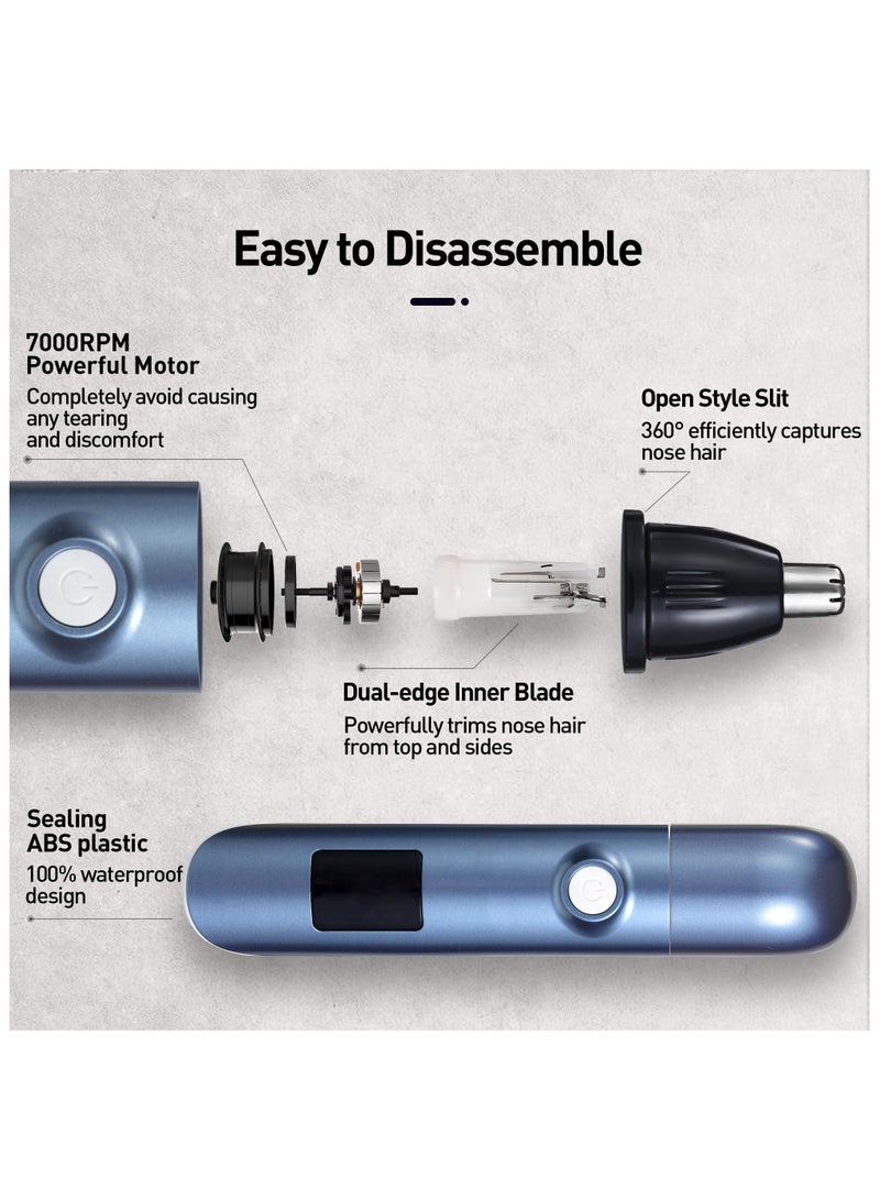 SYOSI Ear and Nose Hair Trimmer with LED Display, USB Rechargeable Nose Trimmer for Men Women, 3 in 1 Lightweight Waterproof Facial Hair Trimmer with IPX7 Waterproof Dual Edge Blades - Image 3