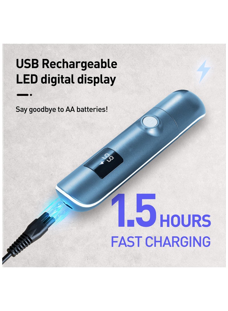 SYOSI Ear and Nose Hair Trimmer with LED Display, USB Rechargeable Nose Trimmer for Men Women, 3 in 1 Lightweight Waterproof Facial Hair Trimmer with IPX7 Waterproof Dual Edge Blades - Image 4