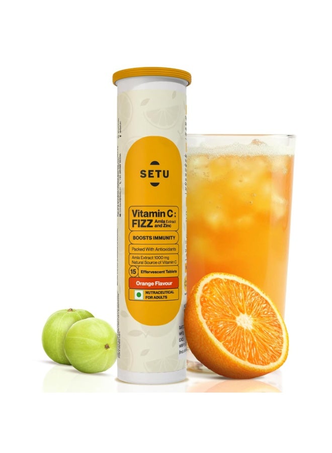 سيتو فيتامين C: فيز (15 قرص فوار) | مكملات غذائية للنساء والرجال | غني بمضادات الأكسدة للمساعدة في تعزيز المناعة لدى البالغين مع مركب فيتامين C والأملا والزنك (برتقال) - Image 1