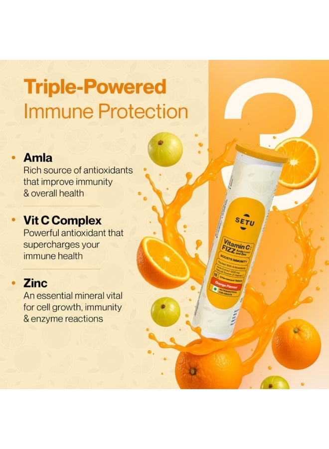 سيتو فيتامين C: فيز (15 قرص فوار) | مكملات غذائية للنساء والرجال | غني بمضادات الأكسدة للمساعدة في تعزيز المناعة لدى البالغين مع مركب فيتامين C والأملا والزنك (برتقال) - Image 4