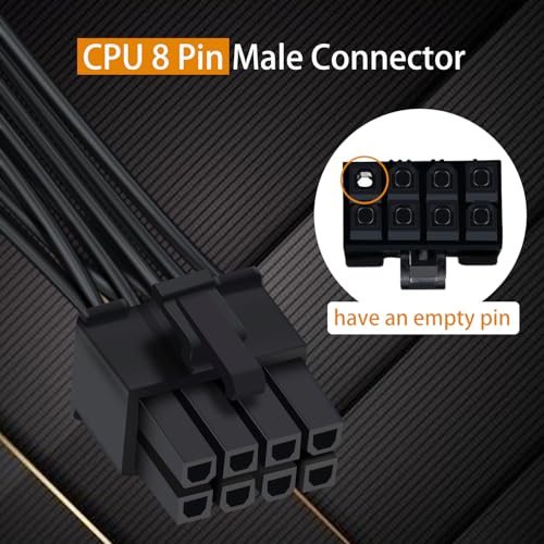 COMeap (2-Pack) PCIe Cable for Corsair, ATX CPU 8 Pin Male to Dual PCIe 8 Pin (6+2) Male Power Cable for Corsair Thermaltake ARESGAME Power Supply 25-inch(63cm) - Image 3