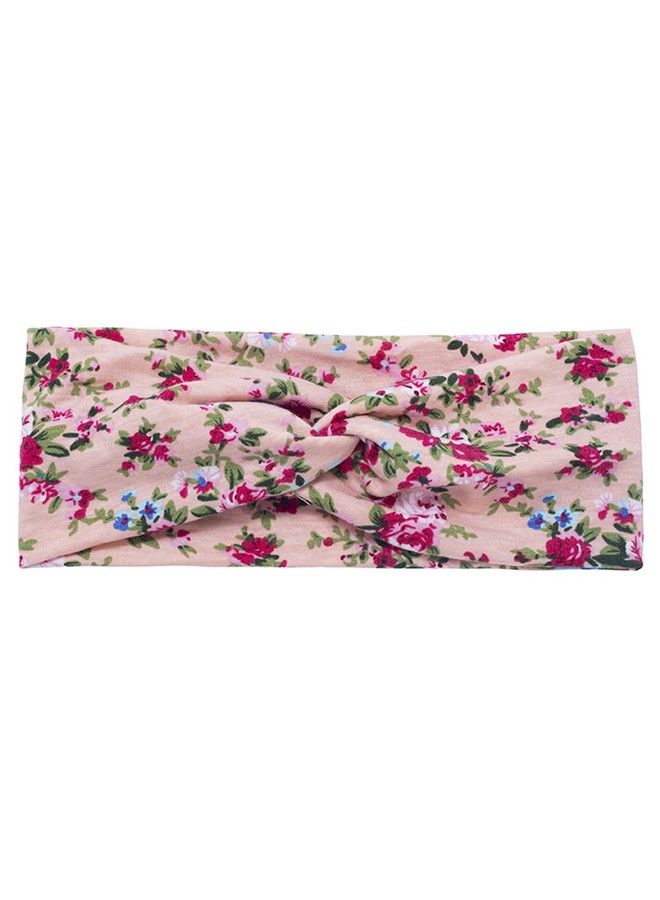 FOK 1 Pc Flower Printed Twist Knotted Yoga Sport Head Wrap Elastic Hairband For Women And Girls Cream - Image 4