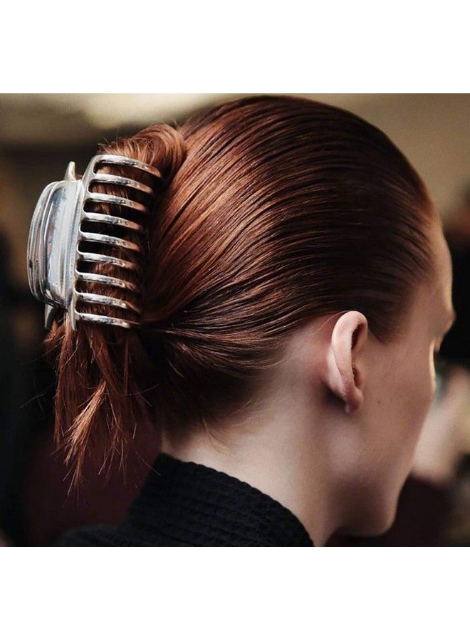فوداتم مشابك شعر فكية مصنوعة من خليط معدني عتيق، دبابيس شعر كبيرة الحجم، دبابيس شعر للنساء، قبضة شعر أوبدو، إكسسوارات حمام للشعر السميك (فضي) - Image 2