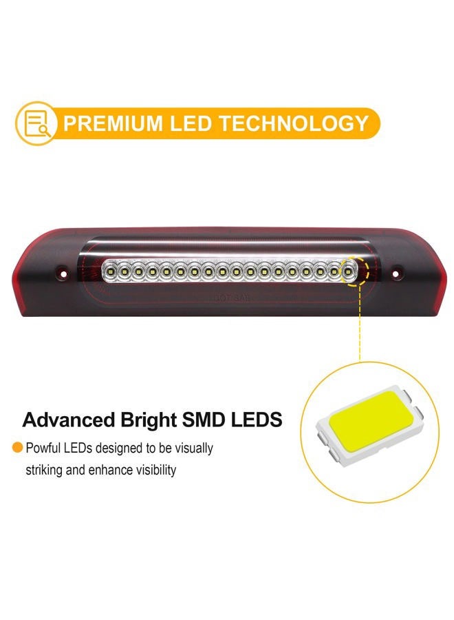 R&F Auto LED Strobe High Mount Brake Light Replacement for Ram 1500 2500 3500 (2002-2008), for Ram 2500 3500 (2009) Third Brake Lamp with Seal Foam Gaskets F1 Style Red Flash Red White Lens - Image 4