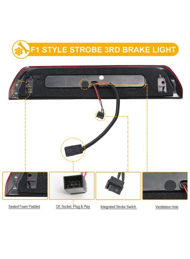 R&F Auto LED Strobe High Mount Brake Light Replacement for Ram 1500 2500 3500 (2002-2008), for Ram 2500 3500 (2009) Third Brake Lamp with Seal Foam Gaskets F1 Style Red Flash Red White Lens - Image 5