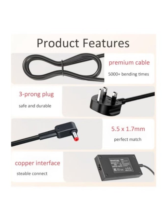 Terabyte Replacement 180W Charger compatible for Acer Nitro 5 7 Gaming Laptop AN515 AN515-51 AN515-52 AN515-53 AN715-52 Predator Helios 300 G3-571 G3-572 PH315-52 Predator Triton 300 500 PT314-51 PT315-52 Power Cord - Image 2