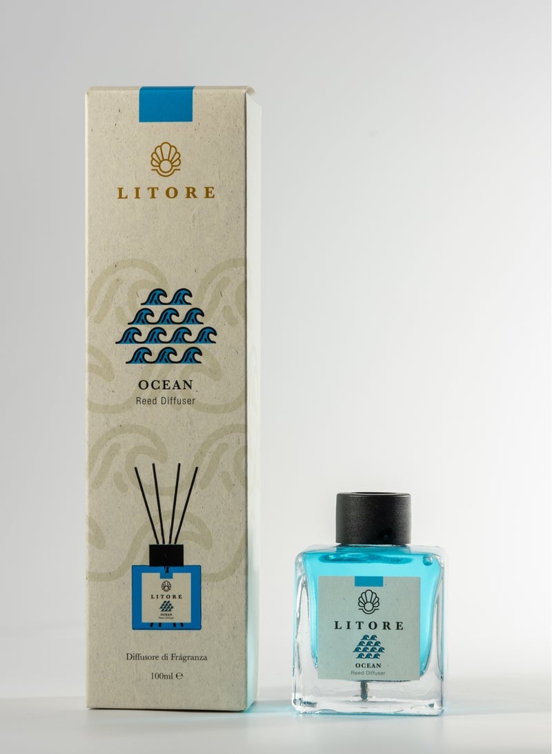 Litore Reed Diffuser - Ocean Fragrance, 100ml | Long-Lasting Home Fragrance | Natural & Elegant Room Diffuser - Image 3