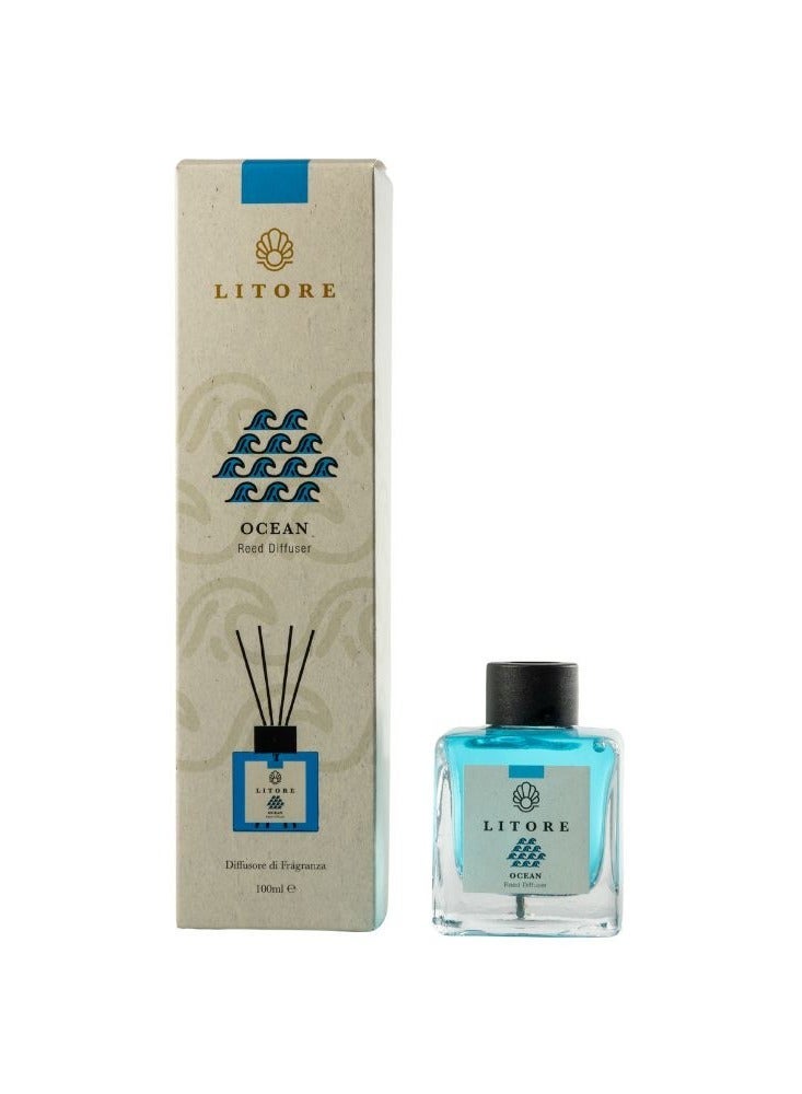 Litore Reed Diffuser - Ocean Fragrance, 100ml | Long-Lasting Home Fragrance | Natural & Elegant Room Diffuser - Image 1