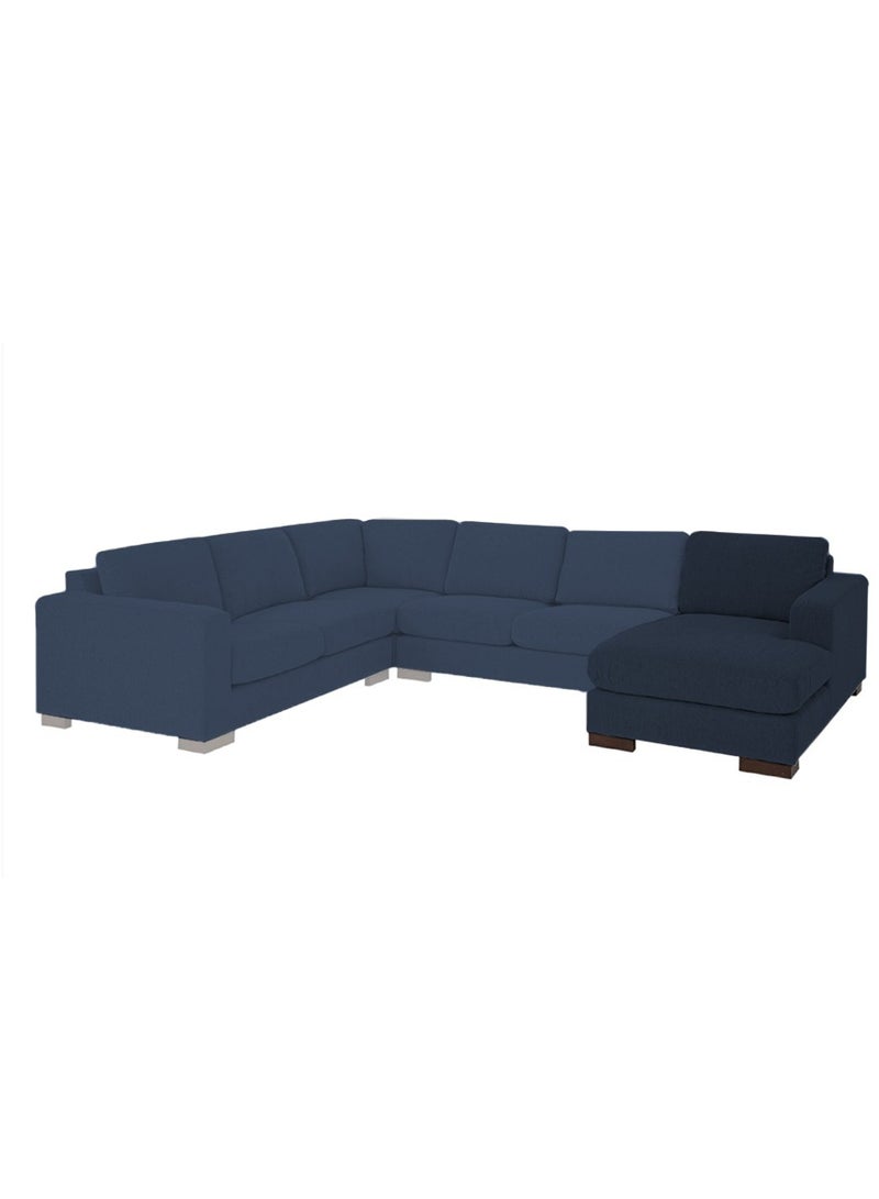 House One Right Corner Sofa with Left Armrest Upholstered in Linen - Navy Blue - Image 3