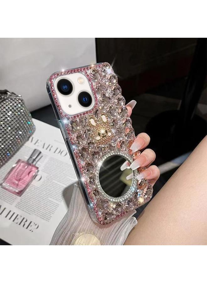 S-TOP Case For iPhone 13 mini Diamond Mirror Rabbit Handmade PC Phone Case - Image 1