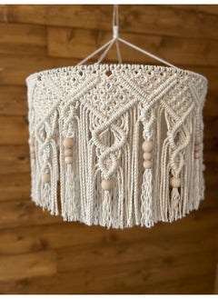 Macrame Hanging Lantern,Boho Pendant Lamp,Tassel