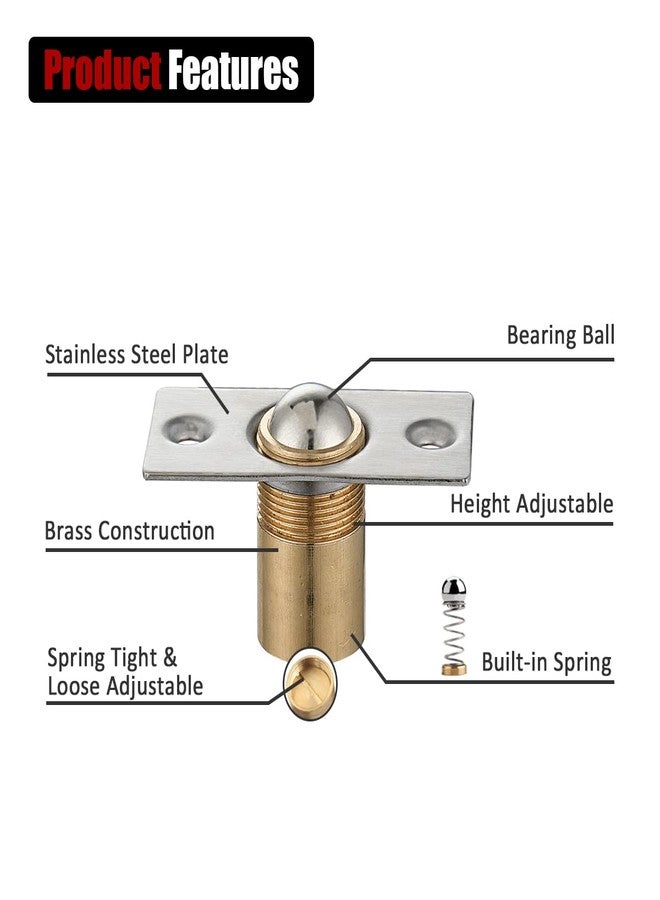 JQK Closet Door Ball Catch Hardware, Stainless Steel Catch Adjustable with Strike Plate, Brushed Satin Finish 4 Pack, HBC100-P4 - Image 4