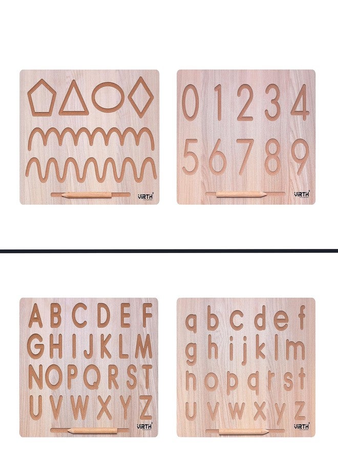 Virth Writing Practice Wooden Educational Slate Learning Board for Baby (2 to 6 Years) (Combo of 2 - Alphabet & Number Board) - Image 1