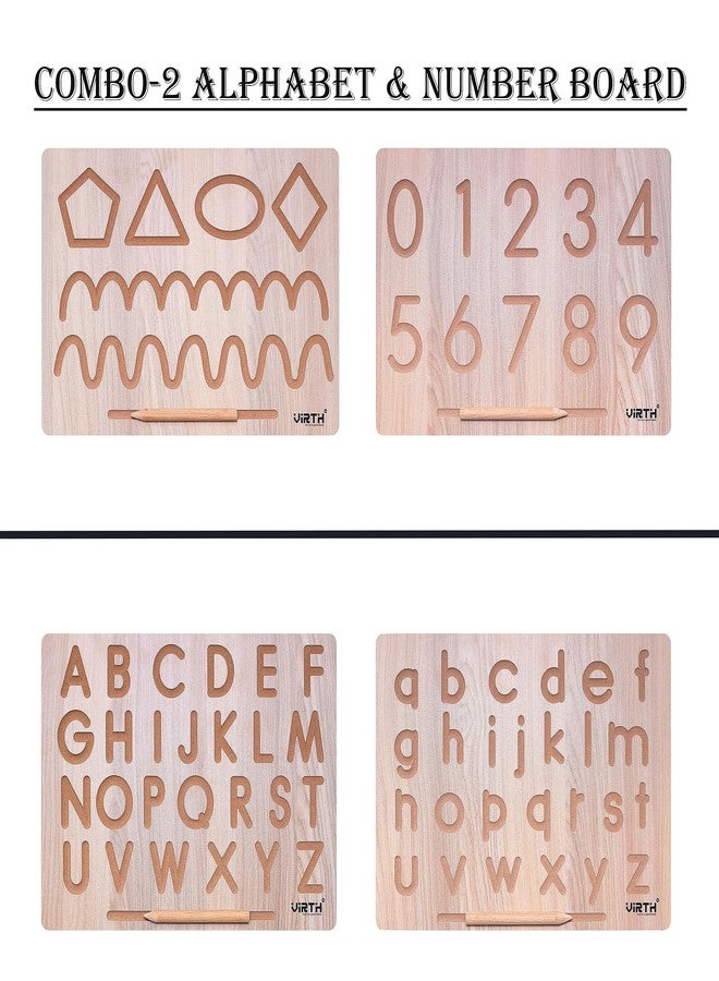 Virth Writing Practice Wooden Educational Slate Learning Board for Baby (2 to 6 Years) (Combo of 2 - Alphabet & Number Board) - Image 2
