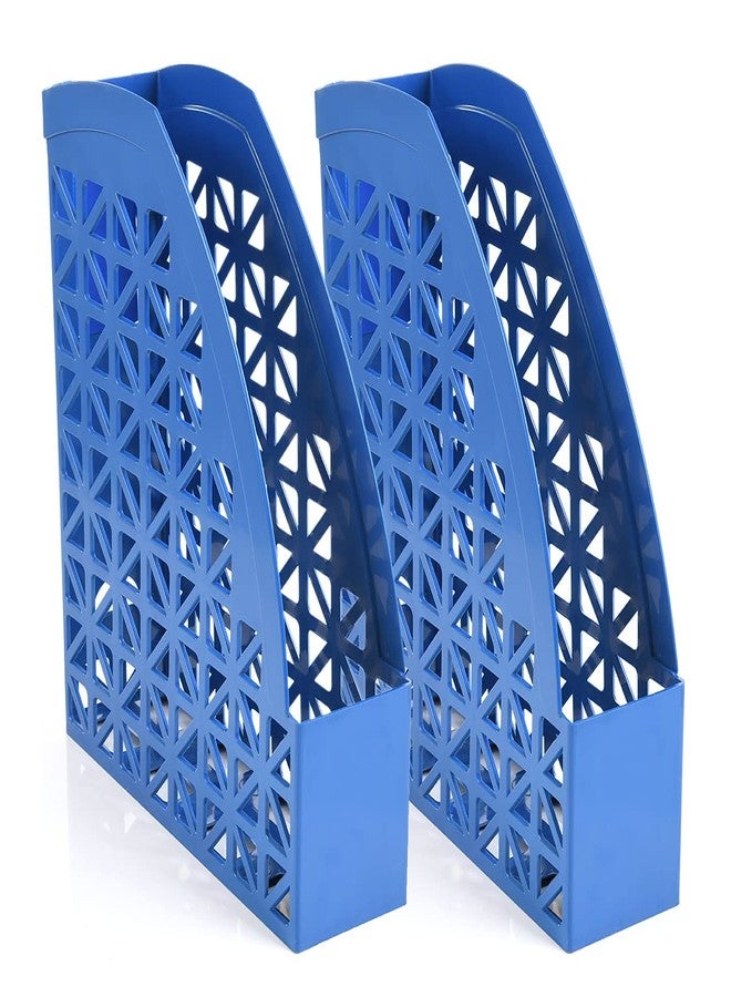 Mintra Office منظم مكتب بلاستيكي من مينترا، عبوة من قطعتين لحفظ المجلات (أزرق) - Image 1