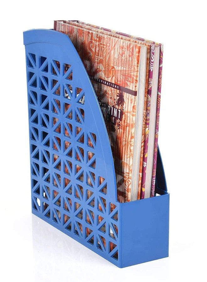 Mintra Office منظم مكتب بلاستيكي من مينترا، عبوة من قطعتين لحفظ المجلات (أزرق) - Image 2