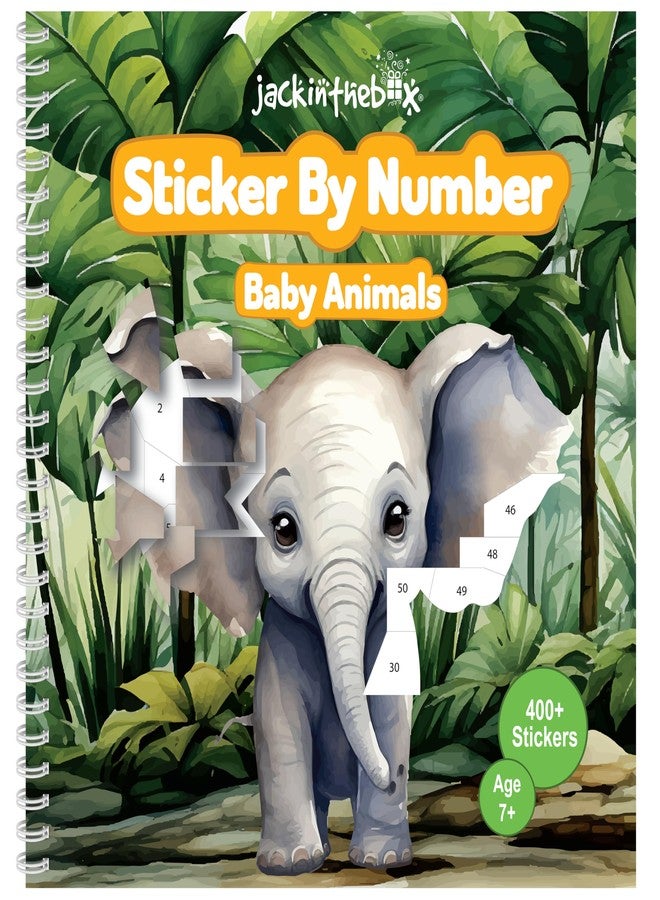 jackinthebox Sticker By Number - Baby Animals: Side-by-side sticker pages & 12 scenes, 400+ Stickers for Kids + bonus coloring Pages, Crafts for Kids Age 7 8 9 10 - Image 1