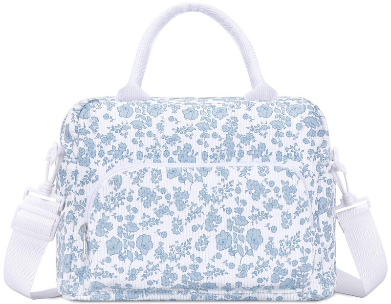 GASSDA Lunch Box for Women Insulated Lunch Bag Women Adult Cute Lunch Bags Reusable Lunchbox Cooler Tote Bag for Work Picnic (Blue-Floral) - Image 1