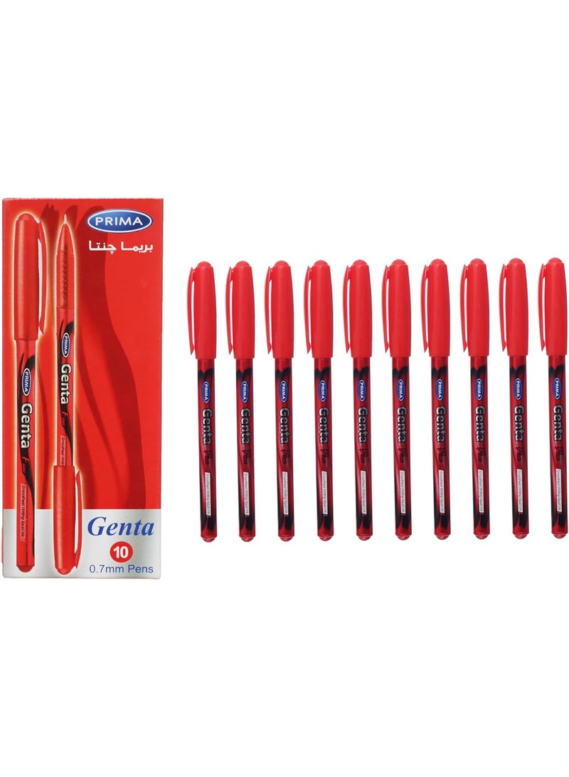 بريما قلم حبر جاف بريما جينتا، كتابة سلسة ودقيقة، حبر سائل 0.7 مم، عبوة من 10 أقلام - أحمر (عبوتان). - Image 2