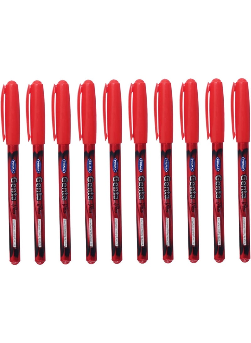 بريما قلم حبر جاف بريما جينتا، كتابة سلسة ودقيقة، حبر سائل 0.7 مم، عبوة من 10 أقلام - أحمر (عبوتان). - Image 3