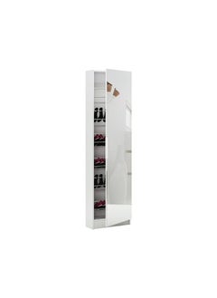 AtoZ Furniture 5 Shelves Shoe Storage Cabinet with Full Mirror in White Color 
