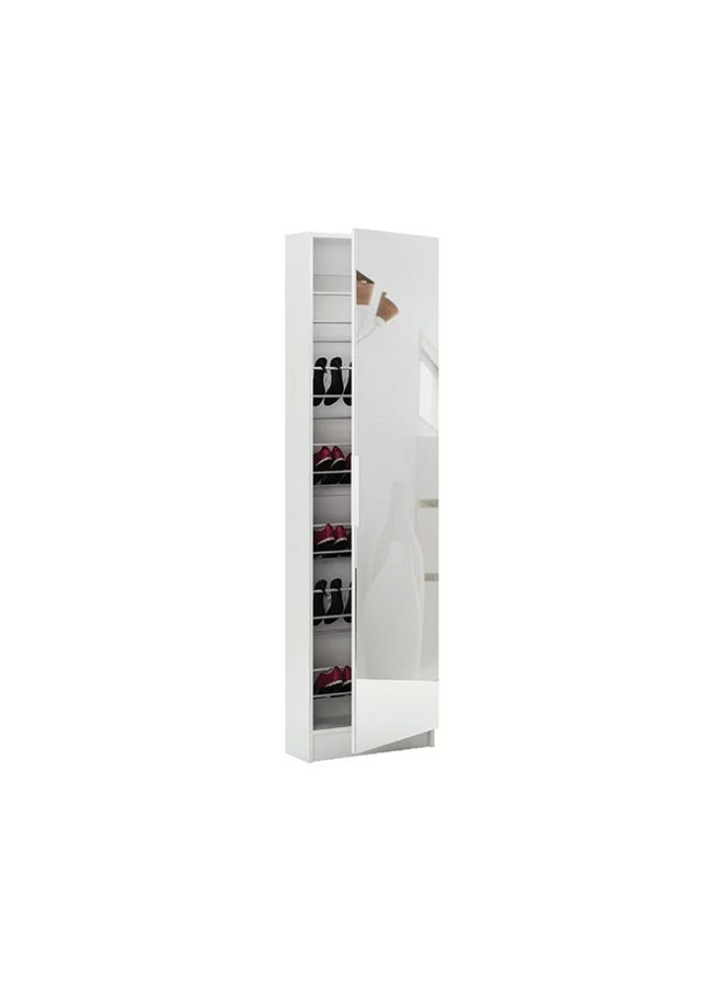 AtoZ Furniture 5 Shelves Shoe Storage Cabinet with Full Mirror in White Color 