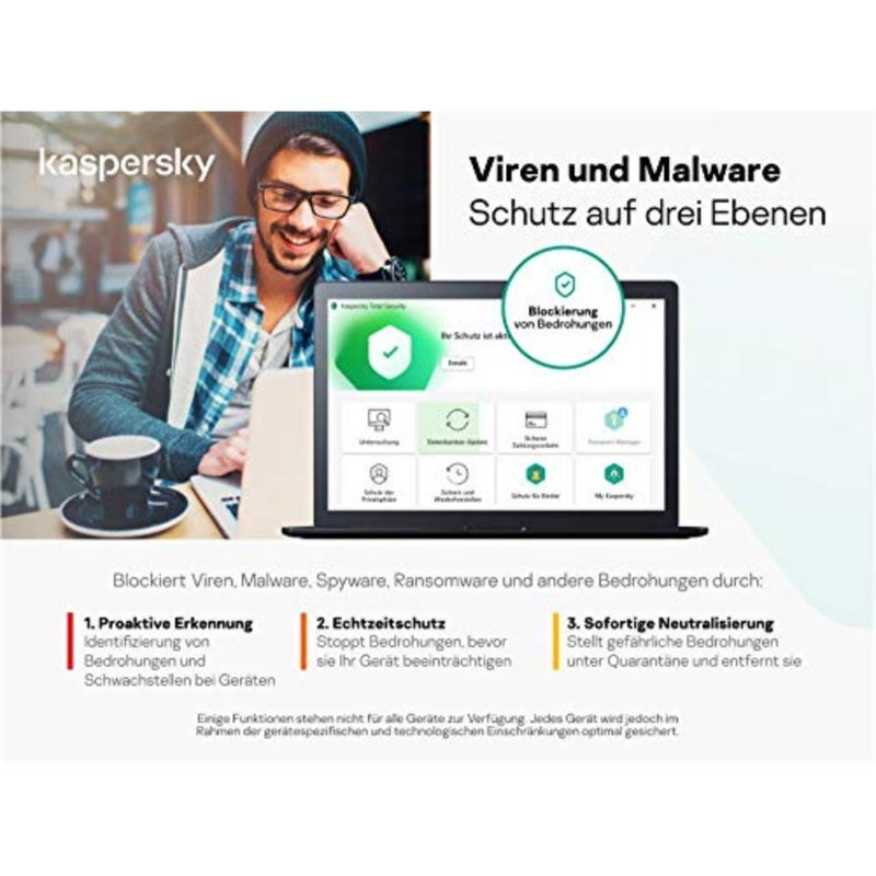 Kaspersky Total Security 2021 Standard جهاز واحد، رمز تنشيط Windows/Mac/Android لمدة عام واحد في عبوة قياسية - Image 2
