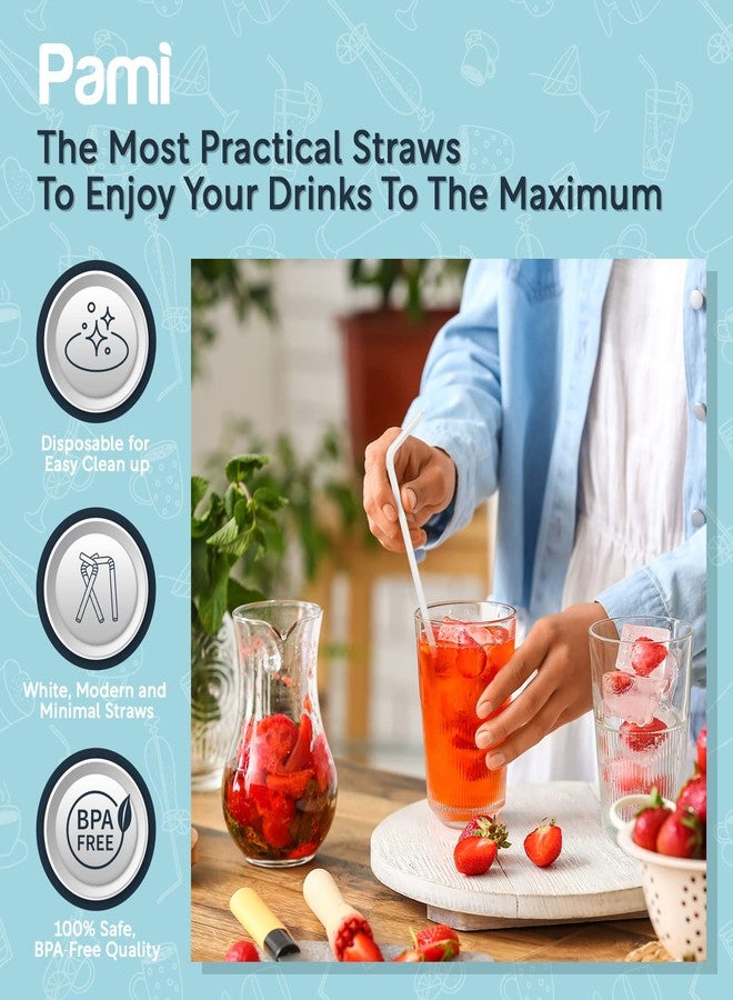 PAMI Flexible Plastic Bent Straws, Individually Wrapped [Pack of 400] - 7.75” White Drinking Straws For Coffee, Cocktails, Drinks- BPA-Free - Image 5