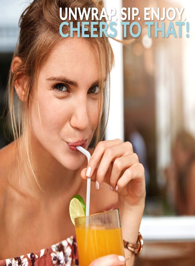 PAMI Flexible Plastic Bent Straws, Individually Wrapped [Pack of 400] - 7.75” White Drinking Straws For Coffee, Cocktails, Drinks- BPA-Free - Image 4