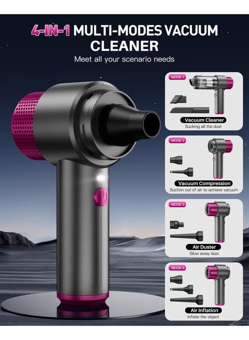 **مكنسة سيارة محمولة لاسلكية – قوة شفط 15000PA متعددة الوظائف 4 في 1، صغيرة ومحمولة لتنظيف عميق للسيارة، المنزل، المكتب أو أثناء السفر** - Image 3