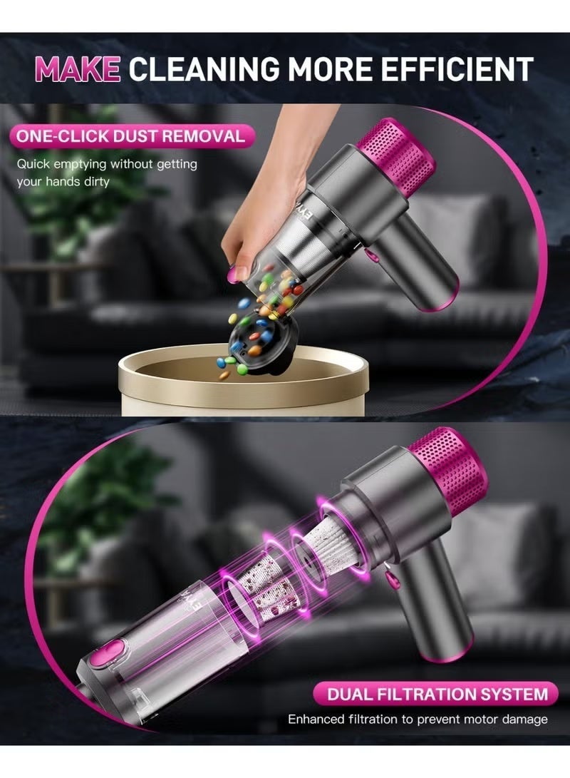 **مكنسة سيارة محمولة لاسلكية – قوة شفط 15000PA متعددة الوظائف 4 في 1، صغيرة ومحمولة لتنظيف عميق للسيارة، المنزل، المكتب أو أثناء السفر** - Image 5