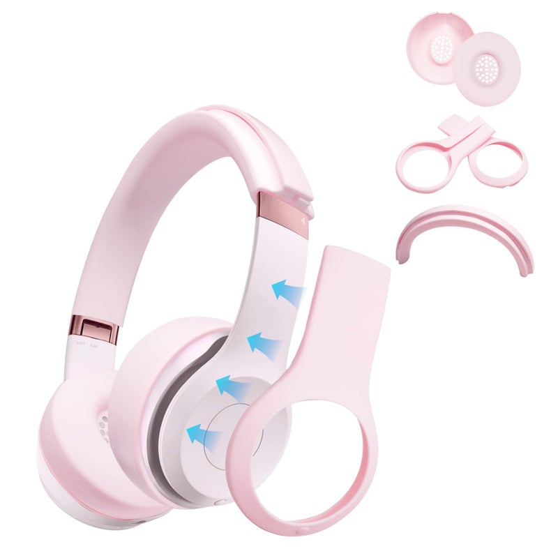 Adhiper 3 in 1 Solo 4 Silicone Case Cover SetAntiScratch Ear PadShellHeadband Cover for Beats Solo 4 HeadphoneSoft Silicone Protector AccessoriePink - Image 2