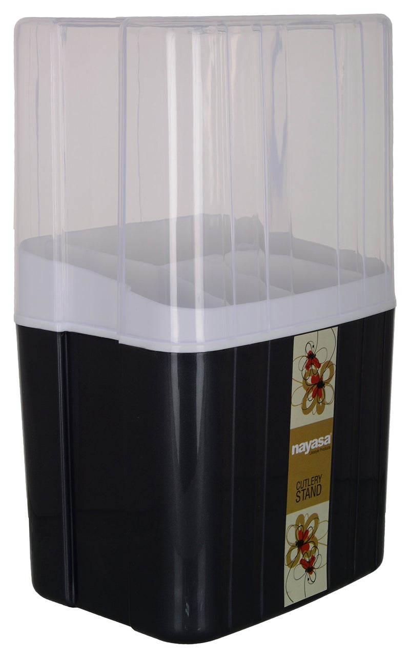 Nayasa Plastic Cutlery Stand | 1 Pieces | Spoon Fork Chopstick Storage Holder Box | Tableware Shelf Organazation Rack | Cutlery Drain Rack Organizer | Case for Kitchen | Storage stand | Black - Image 2